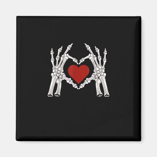 Skeletthandschuhe formen ein Herz mit rotem Herzen Magnet (Vorne)