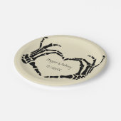 Skeletthandschuhe Gestaltungsart für Herz Pappteller (Schrägansicht)