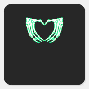 Skeletthandschuhe, Herz, Halloween-Kostüm Quadratischer Aufkleber