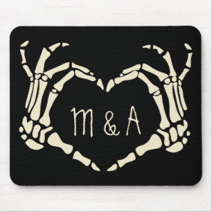 Skeletthandschuhe Herzform Personalisierter Gothst Mousepad