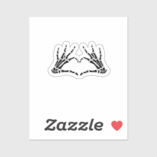 Skeletthandschuhe in Herzform - Einzigartige Kunst Aufkleber