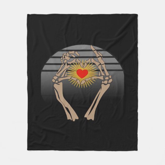 Skeletthandschuhe machen ein Herz Classic Fleecedecke (Vorderseite)
