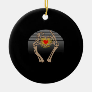 Skeletthandschuhe machen ein Herz Classic Keramik Ornament