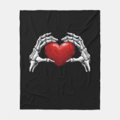 Skeletthandschuhe mit einem roten Herz-Design Clas Fleecedecke (Vorderseite)