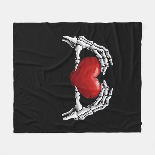 Skeletthandschuhe mit einem roten Herz-Design Clas Fleecedecke (Vorderseite (Horizontal))