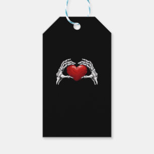 Skeletthandschuhe mit einem roten Herz-Design Clas Geschenkanhänger
