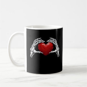 Skeletthandschuhe mit einem roten Herz-Design Clas Kaffeetasse