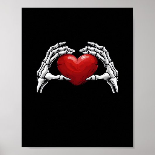 Skeletthandschuhe mit einem roten Herz-Design Clas Poster (Vorne)