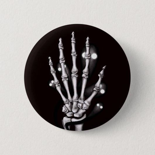 Skeletthandschuhe mit gruseligen Geistern, gotisch Button (Vorderseite)