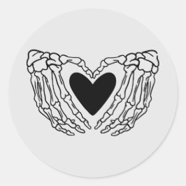 Skeletthandschuhe mit Heart-Aufkleber Runder Aufkleber