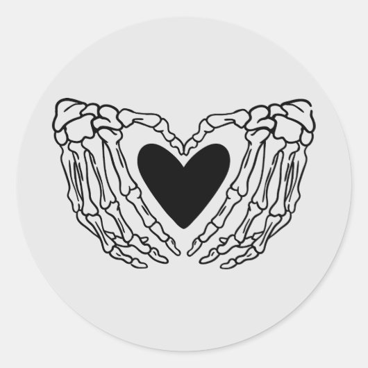 Skeletthandschuhe mit Heart-Aufkleber Runder Aufkleber (Vorderseite)