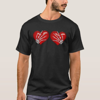 Skeletthandschuhe über dem Herzen Schöne Grafik fü T-Shirt