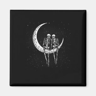 Skeletthaus auf dem Mond Sonniges Halloween-Kostüm Magnet