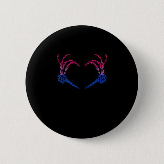 Skelettherz Bisexual LGBbt Q Pride Skull Hand Button (Vorderseite)