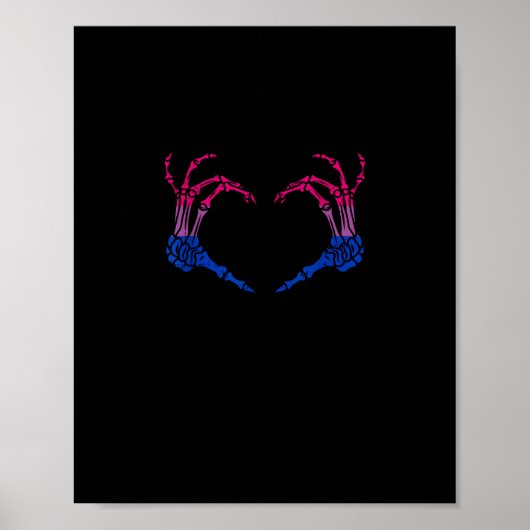 Skelettherz Bisexual LGBbt Q Pride Skull Hand Poster (Vorne)