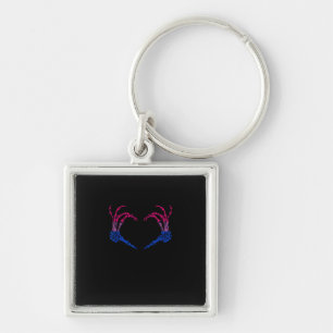 Skelettherz Bisexual LGBbt Q Pride Skull Hand Schlüsselanhänger