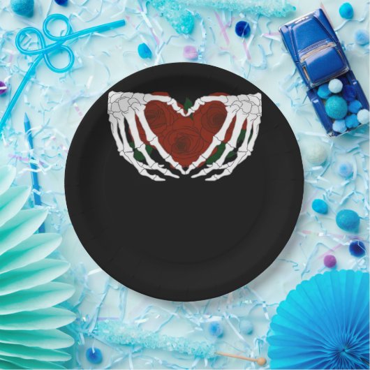 Skelettherz Pappteller (Party)