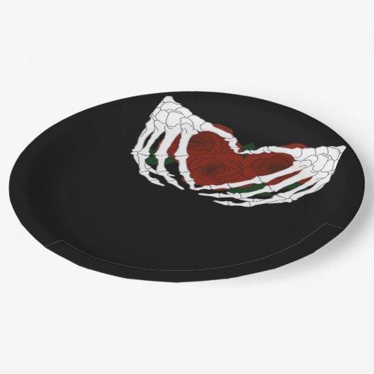 Skelettherz Pappteller (Schrägansicht)