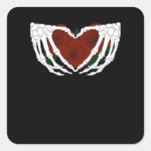 Skelettherz Quadratischer Aufkleber (Vorderseite)