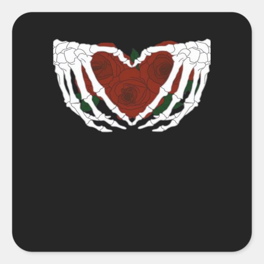 Skelettherz Quadratischer Aufkleber (Vorderseite)