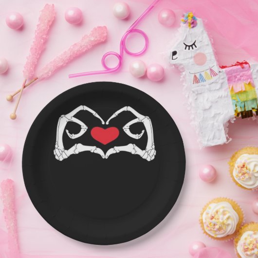 Skelettherz und Hände Funny Pappteller (Party)