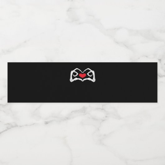 Skelettherz und Hände Funny Wasserflaschenetikett (Einzelnes Label)