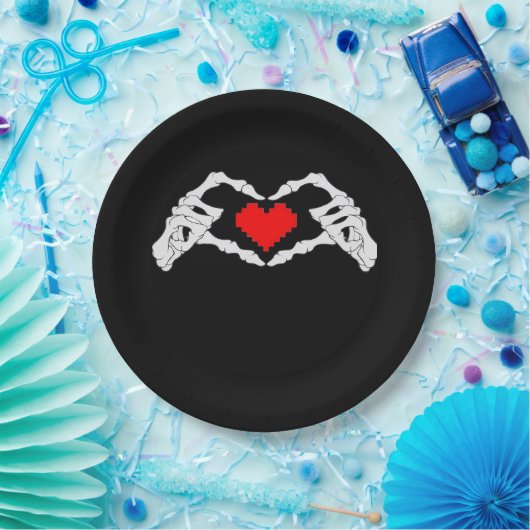 Skelettherz und -handgewähr pappteller (Party)