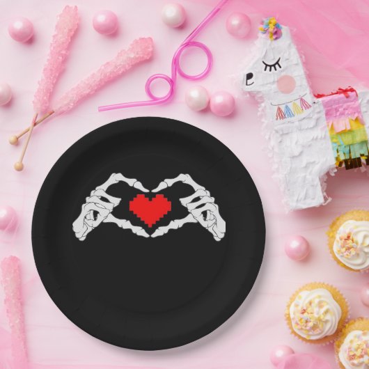 Skelettherz und -handgewähr pappteller (Party)