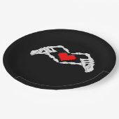 Skelettherz und -handgewähr pappteller (Schrägansicht)