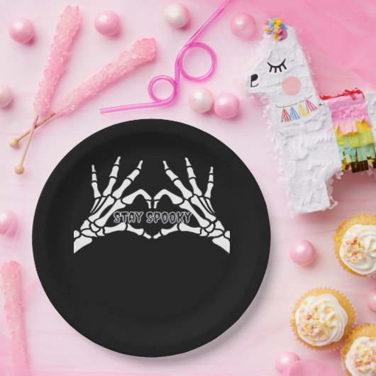 Skelettherz und Handschuhe Klassisches Design Pappteller (Party)