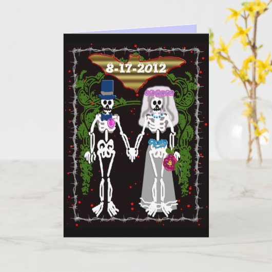 Skeletthochzeit 1 karte (Gelbe Blume)