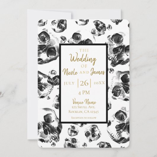 Skelettholz-Hochzeit Einladung (Vorderseite)