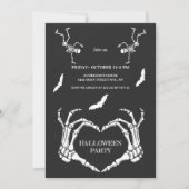 Skeletthörer Herz mit tanzenden Skeletten & Fleder Einladung (Vorderseite)