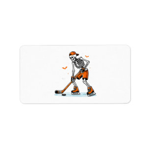 Skeletti Eishockey Halloween Boys Funny Halloween Adressaufkleber