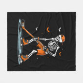 Skeletti Eishockey Halloween Boys Funny Halloween Fleecedecke (Vorderseite (Horizontal))