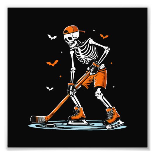 Skeletti Eishockey Halloween Boys Funny Halloween Fotodruck (Vorne)