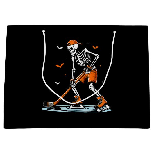 Skeletti Eishockey Halloween Boys Funny Halloween Große Geschenktüte (Vorderseite)