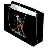 Skeletti Eishockey Halloween Boys Funny Halloween Große Geschenktüte (Vorderseite Schrägansicht)