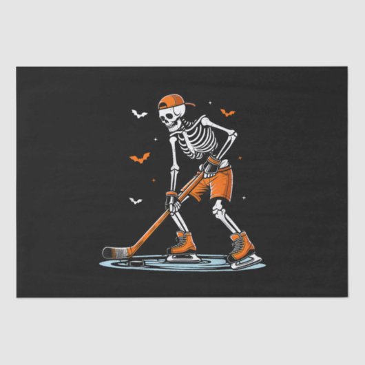 Skeletti Eishockey Halloween Boys Funny Halloween Seidenpapier (Vorderseite)