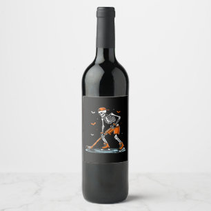 Skeletti Eishockey Halloween Boys Funny Halloween Weinetikett
