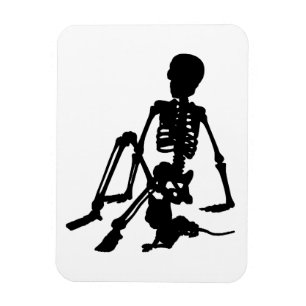 Skelettjunge und seine Silhouette für Haustiere Magnet
