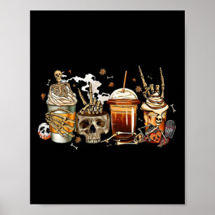 Skelettkaffee Cups Sonnige Kaffeekuchen Schädel fü Poster