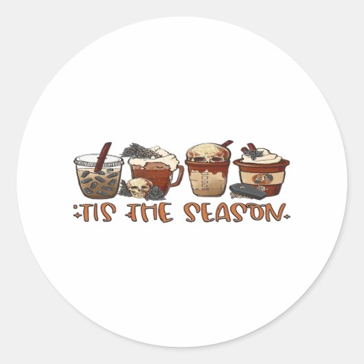 Skelettkaffee Kaffee Kaffee Lover Runder Aufkleber (Vorderseite)