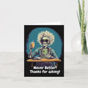 Skelettkaffee Nie besser Halloween Kostümspass Karte