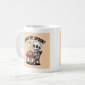 Skelettkaffee-Tasse - Weck-Up-Spook Halloween Desi Kaffeetasse (Vorderseite Links)