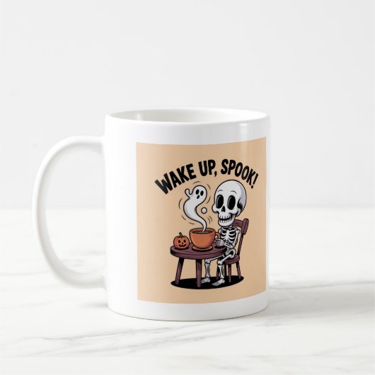 Skelettkaffee-Tasse - Weck-Up-Spook Halloween Desi Kaffeetasse (Links)