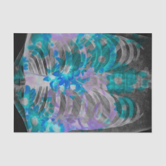 Skelettkäfig Aquamarin Schwarz Vintage Röntgenröhr Seidenpapier (Vorderseite)