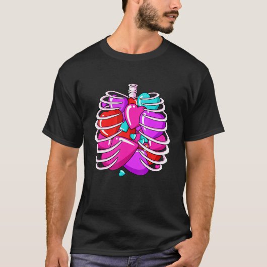 Skelettkäfig Herzerkrankung Valentinstag Niedliche T-Shirt (Vorderseite)