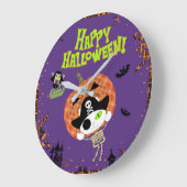 Skelettkatze Große Wanduhr (Winkel)