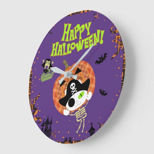 Skelettkatze Große Wanduhr (Winkel)